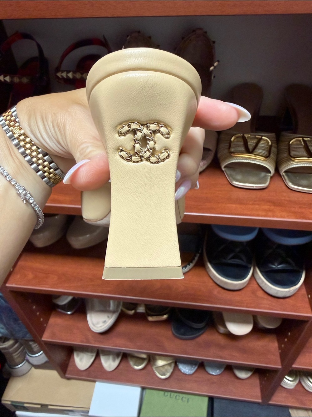 CHANEL Beige Open-Toe Slide Mules - Picture 8 of 13